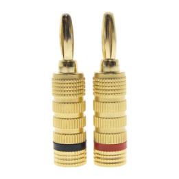 Kit Conector Banana Tipo Tornillo para Bocinas | Instalaciones Profesionales de Audio | Chapado en Oro | Color Negro +