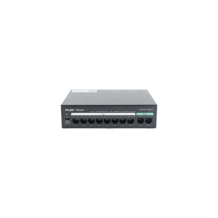 Switch PoE+ no Administrable, hasta 110 Watts, 8 puertos PoE+ 10/100 y 2 Uplinks Gigabit 1G