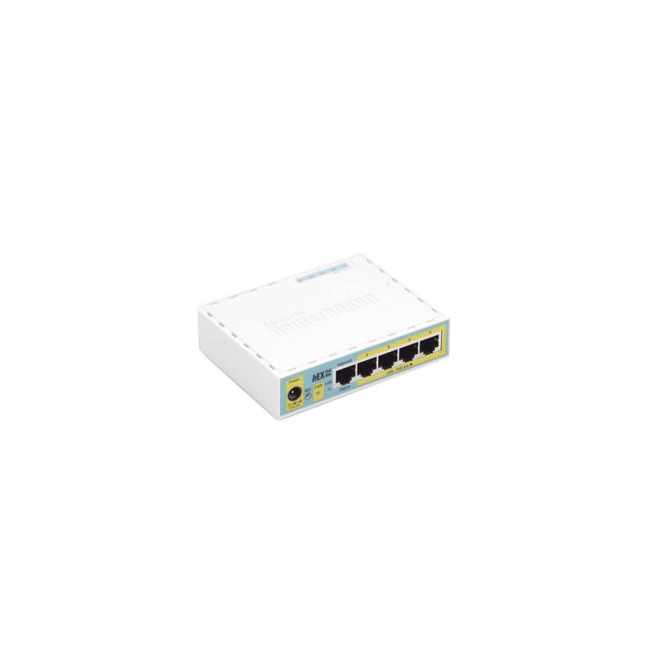 (hEX PoE LITE) RouterBoard, 5 Puertos Fast Ethernet, 4 con PoE Pasivo, 1 Puerto USB