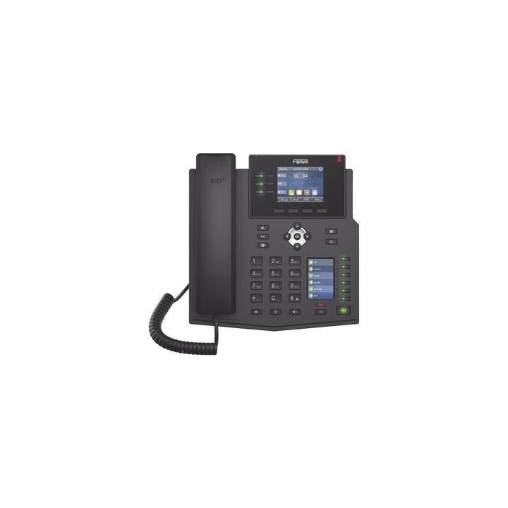 Teléfono IP Empresarial con Estándares Europeos, 12 lineas SIP con pantalla a color, 30 teclas DSS/BLF, puertos