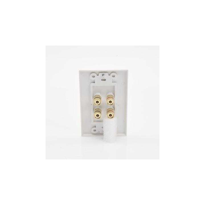 Placa de Pared | Postes de Unión Tipo Banana | Conexión para 2 Altavoces | Fácil Instalación | Conectores Chapados