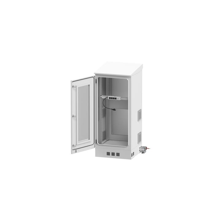 Gabinete de Piso para Exterior con Ventiladores y Termostato con Rack de 19" de 16 U + Espacio para Baterías, Se