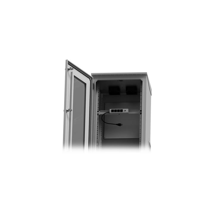 Gabinete de Piso para Exterior con Ventiladores y Termostato con Rack de 19" de 16 U + Espacio para Baterías, Se