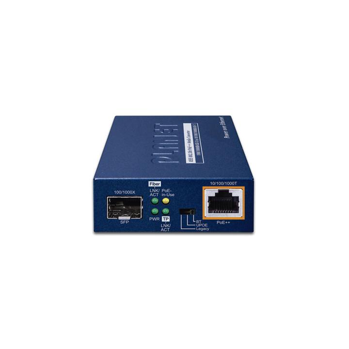 Convertidor de Medios PoE, 1 Puerto RJ45 Gigabit con Salida PoE 802.3af/at/bt (Hasta 60 W)/ 1 Puerto SFP 100/1000BASE-X