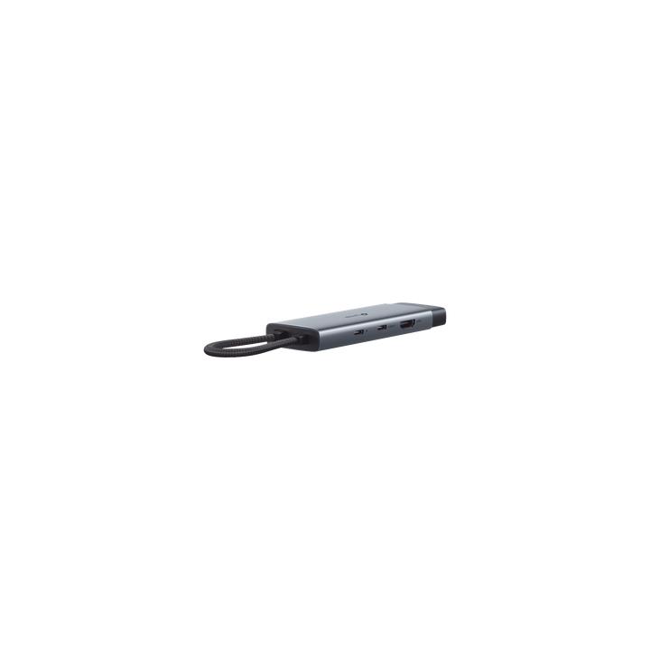 Adaptador HUB 6 en 1, 1 puerto USB-C entrada, 1 puerto HDMI 4K, 1 puerto Ethernet Gigabit, 1 puerto USB-C y 2 puertos