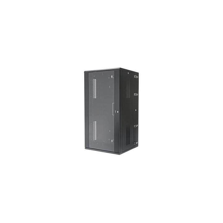 Gabinete PanZone de Montaje en Pared, de 19in, Puerta con Ventana de Seguridad, 26 UR, 635mm de Profundidad, Color Negro