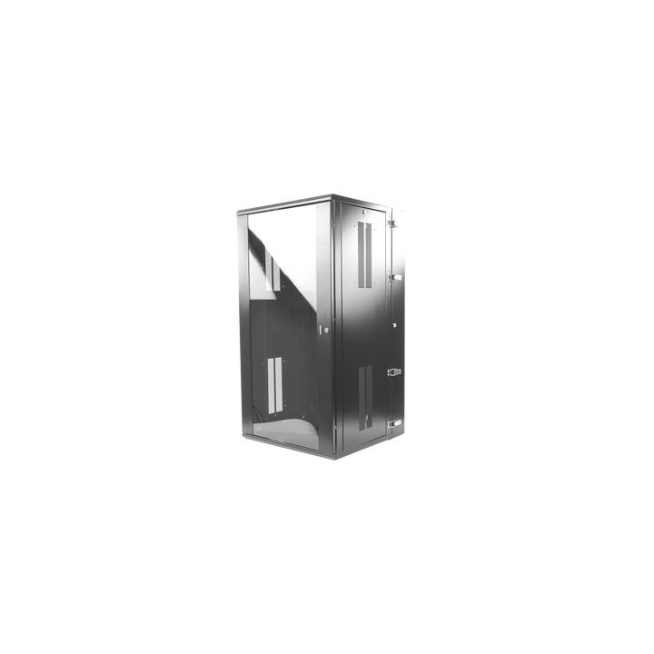 Gabinete PanZone de Montaje en Pared, de 19in, Puerta con Ventana de Seguridad, 26 UR, 635mm de Profundidad, Color Negro
