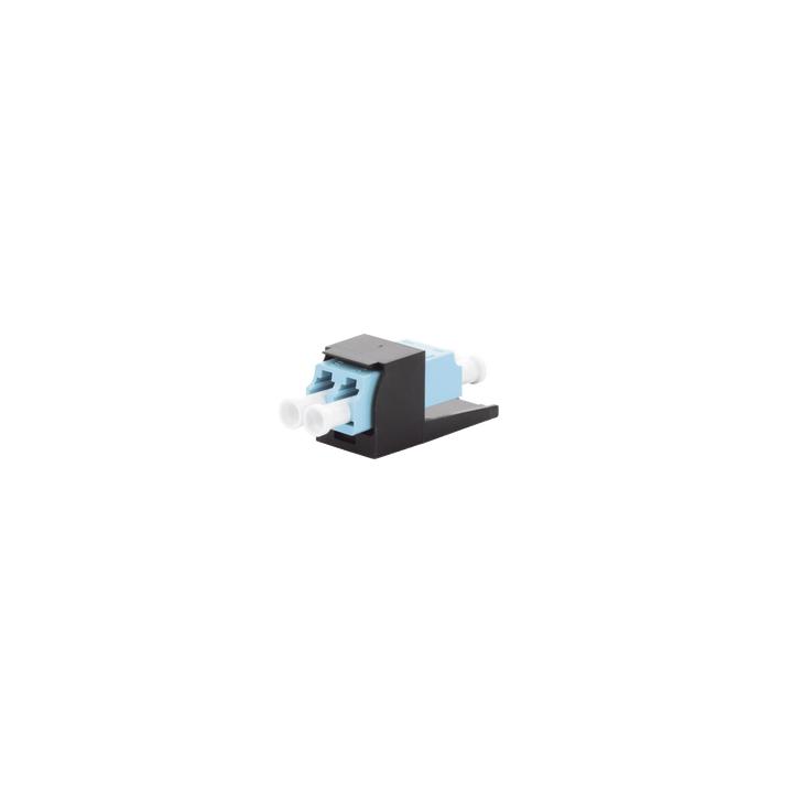 Módulo Acoplador LC Duplex, para Fibra Óptica Multimodo OM3/OM4, Tipo Mini-Com, Color Aqua