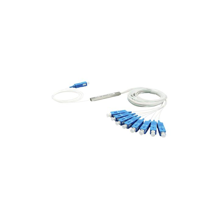 Splitter (Divisor Óptico) tipo PLC, de 1x8, conectores SC/UPC