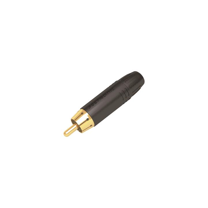 Conector Macho RCA | Carcasa Enchapada en Negro | Contacto Enchapado en Oro | Cable OD 3.5-6.5mm