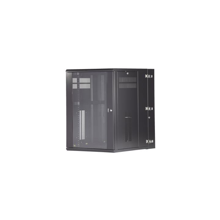 Gabinete PanZone de Montaje en Pared, de 19in, Puerta con Ventana de Seguridad, 18 UR, 762mm de Profundidad, Color Negro