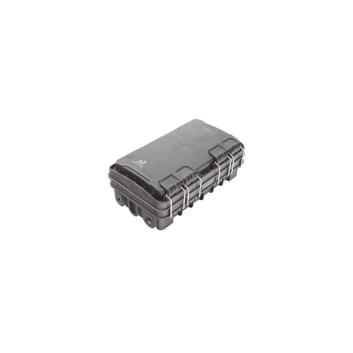 Caja de Distribución de Fibra Óptica para 24 Empalmes, con 8 acopladores SC/APC simplex, Exterior IP65, Color Negro