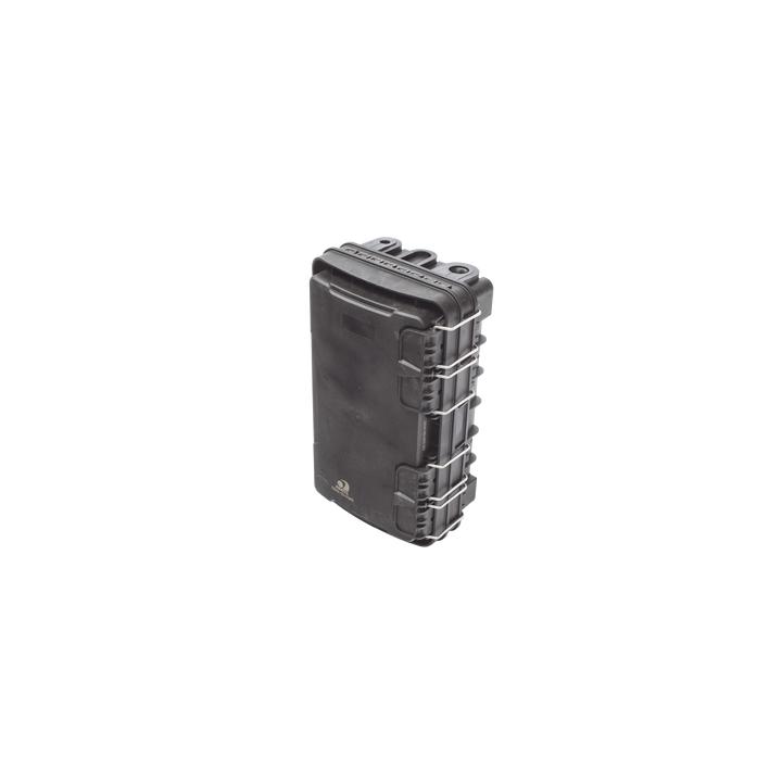 Caja de Distribución de Fibra Óptica para 24 Empalmes, con 8 acopladores SC/APC simplex, Exterior IP65, Color Negro