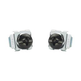 Kit de 100 Tornillos y 100 Tuercas Enjauladas #12-24, Para Uso en Gabinetes o Racks con Rieles con Orificios Cuadrado