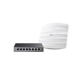 Kit de access point EAP245 y switch PoE TL-SG108PE, doble banda AC, hasta 1750 Mbps, 1 puerto Gigabit