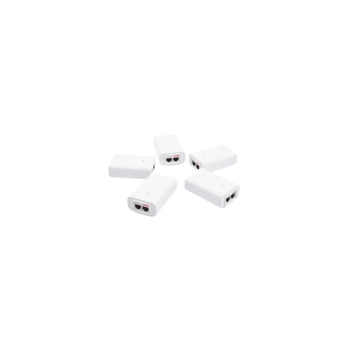 5 Unidades del Adaptador PoE Ubiquiti de 24 VDC, 1.0 A con puerto Gigabit, color blanco
