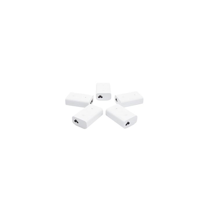 5 Unidades del Adaptador PoE Ubiquiti de 24 VDC, 1.0 A con puerto Gigabit, color blanco