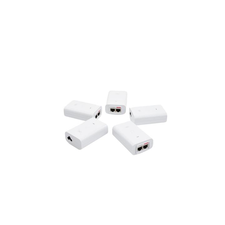 5 Unidades del Adaptador PoE Ubiquiti de 24 VDC, 0.5 A con puerto Gigabit, color blanco