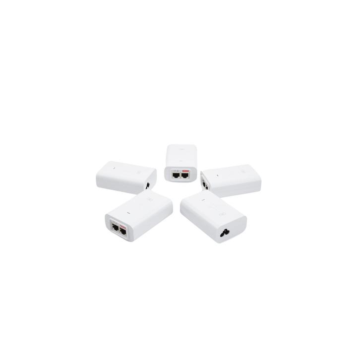 5 Unidades del Adaptador PoE Ubiquiti de 24 VDC, 0.5 A con puerto Gigabit, color blanco