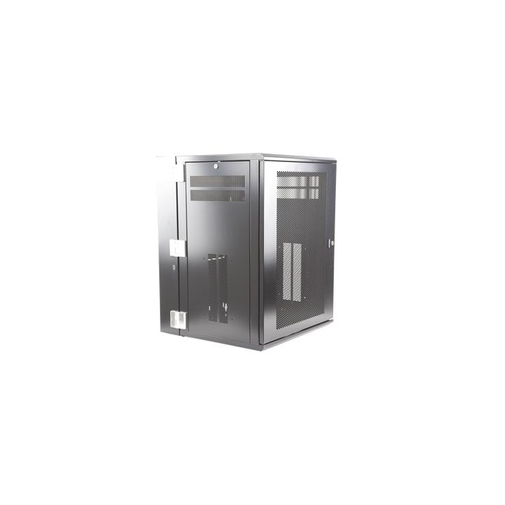 Gabinete PanZone de Montaje en Pared, de 19in, Puerta Ventilada, 18 UR, 635mm de Profundidad, Color Negro
