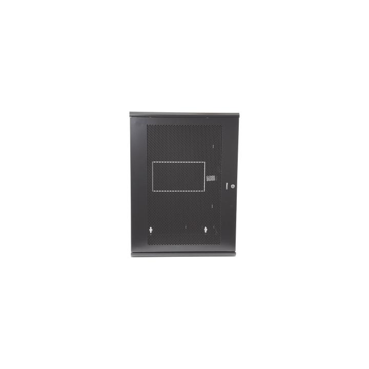 Gabinete PanZone de Montaje en Pared, de 19in, Puerta Ventilada, 18 UR, 635mm de Profundidad, Color Negro