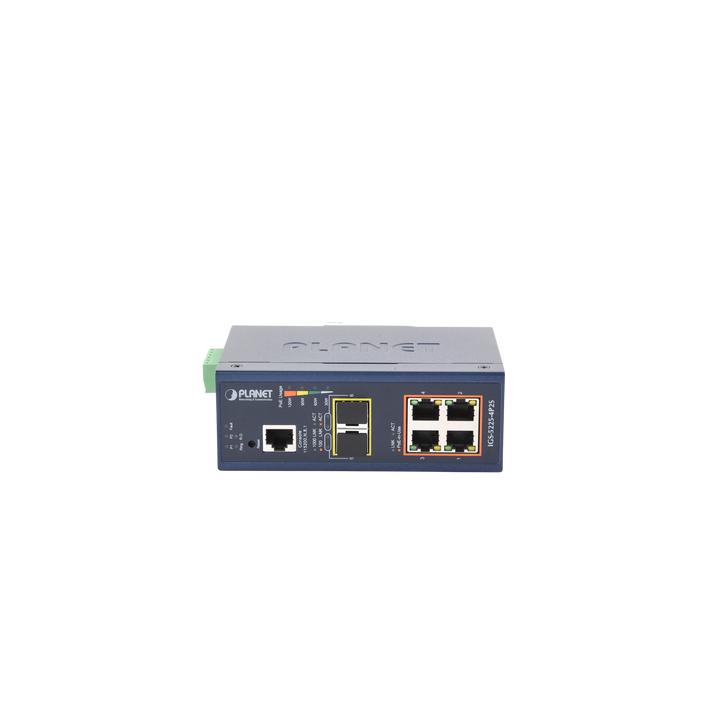 Switch Industrial Administrable Capa 2, 4 Puertos PoE 802.3af/at 10/100/1000T, 2 Puertos SFP 100/1000X