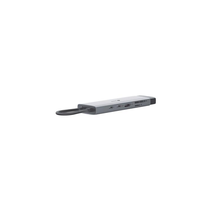 Adaptador HUB 9 en 1, 1 puerto USB-C entrada, 1 puerto HDMI 4K, 1 puerto Ethernet Gigabit, 1 puerto SD y MicroSD, 1