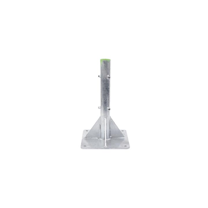 Base para Mástil Hasta 2" con Opresores, Base de 50 x 50 cm y Tubo de 80 cm Ced. 30. Galv. Inmersión.