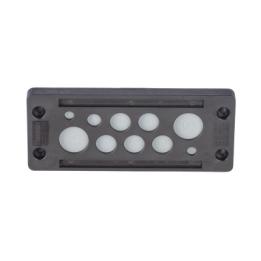 Pasacable de 10 Orificios de Marco Rectangular, IP65, 4.41" X 1.42", para Cables no Terminados, Color Negro.