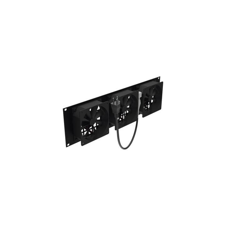 Kit de 3 Ventilador 110 Vca (12 x 12 cm) con Clavija 5-15P. Para instalación en Postes Rack