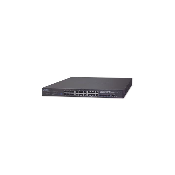 Switch Administrable Capa 3, 24-Puertos 10/100/1000T + 4-Puertos 10G SFP+, Apilable