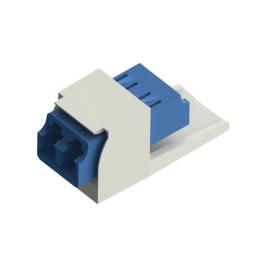 Módulo Acoplador LC Duplex, para Fibra Óptica Monomodo OS1/OS2, Tipo Mini-Com, Color Blanco Mate