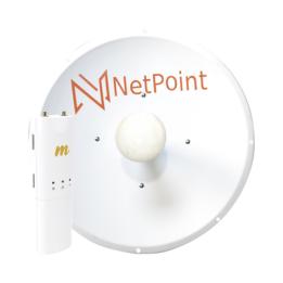 Kit de radio C5C con Antena NP2 de 34 dBi, Frecuencia (4.9-6.2 GHz), ideal para distancia de hasta 50 km, jumpers, PoE