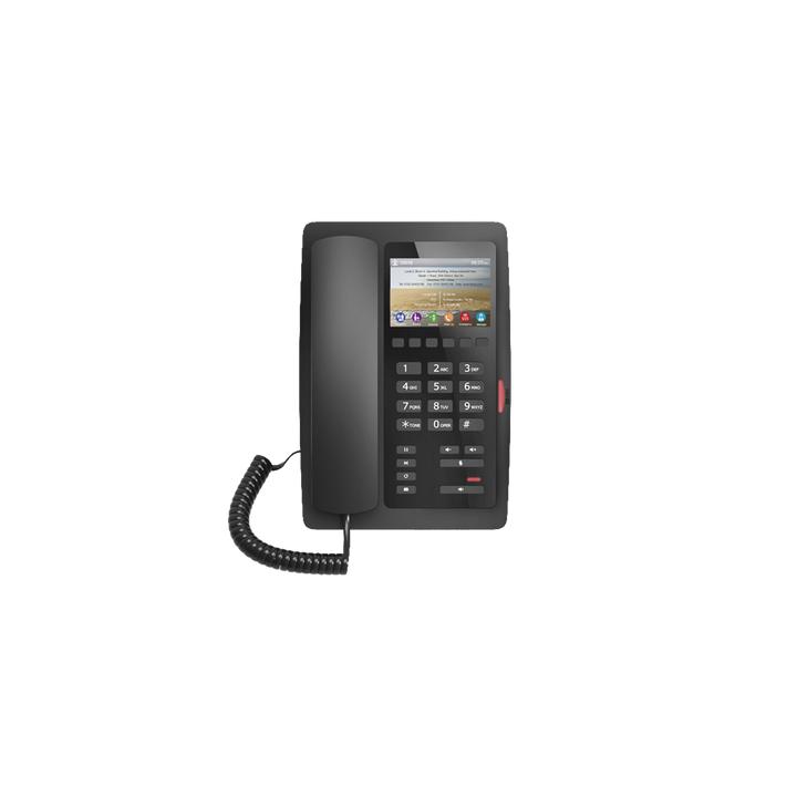 Teléfono IP Hotelero / Pantalla LCD Color 3.5" / 2 Líneas SIP / 6 Teclas Programables Hotline / Puerto USB Carga /