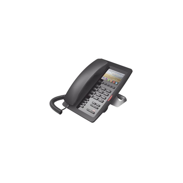Teléfono IP Hotelero / Pantalla LCD Color 3.5" / 2 Líneas SIP / 6 Teclas Programables Hotline / Puerto USB Carga /