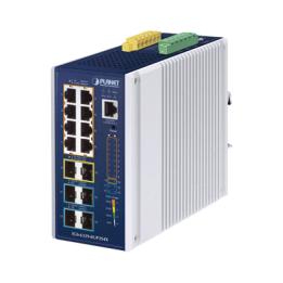 Switch Industrial Capa 3 de 8 Puertos 10/100/1000T PoE 802.3bt, 2 Puertos SFP 1 G/2.5 G, 4 Puertos SFP 10G,