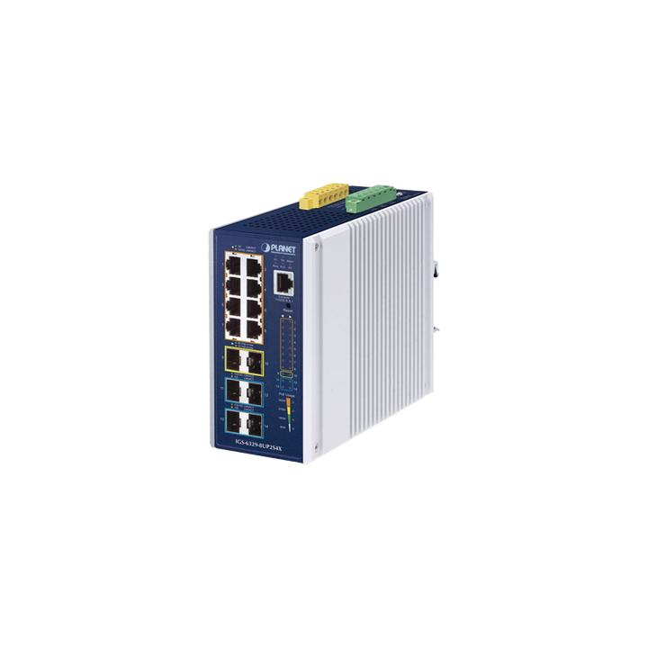 Switch Industrial Capa 3 de 8 Puertos 10/100/1000T PoE 802.3bt, 2 Puertos SFP 1 G/2.5 G, 4 Puertos SFP 10G,
