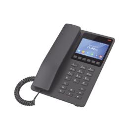 Teléfono IP Hotelero con pantalla LCD a color, 2 líneas SIP con 2 cuentas, codec Opus, IPV4/IPV6, color negro, con