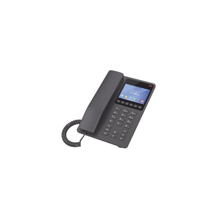 Teléfono IP Hotelero con pantalla LCD a color, 2 líneas SIP con 2 cuentas, codec Opus, IPV4/IPV6, color negro, con