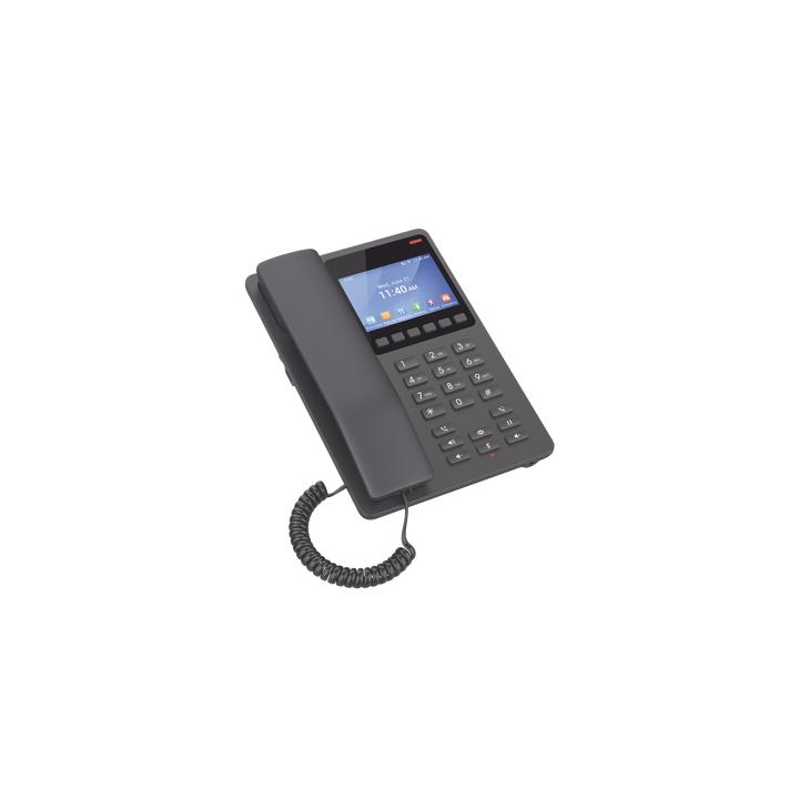 Teléfono IP Hotelero con pantalla LCD a color, 2 líneas SIP con 2 cuentas, codec Opus, IPV4/IPV6, color negro, con