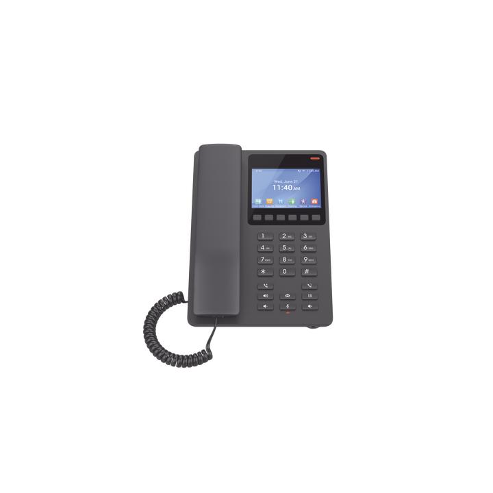 Teléfono IP Hotelero con pantalla LCD a color, 2 líneas SIP con 2 cuentas, codec Opus, IPV4/IPV6, color negro, con