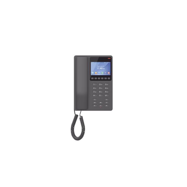 Teléfono IP Hotelero con pantalla LCD a color, 2 líneas SIP con 2 cuentas, codec Opus, IPV4/IPV6, color negro, con