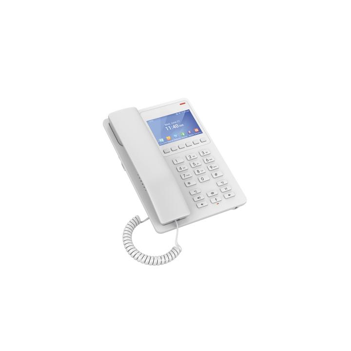Teléfono IP Hotelero con pantalla LCD a color, 2 líneas SIP con 2 cuentas, codec Opus, IPV4/IPV6, color blanco, con