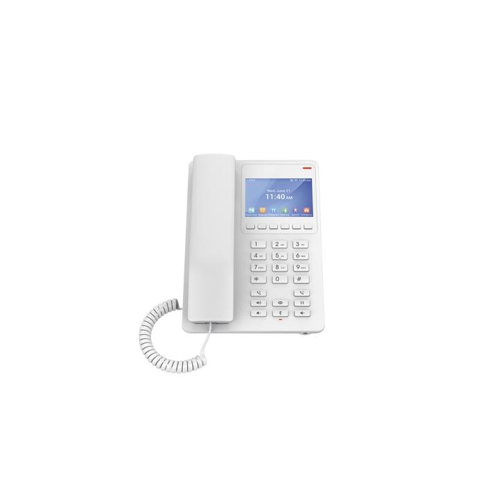 Teléfono IP Hotelero con pantalla LCD a color, 2 líneas SIP con 2 cuentas, codec Opus, IPV4/IPV6, color blanco, con