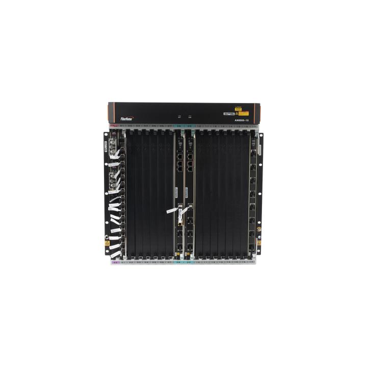 OLT Carrier Class Modular GPON, 14 Ranuras de Servicio, Incluye 1 Tarjeta de Servicio, Doble fuente -48Vcc, 11 UR,