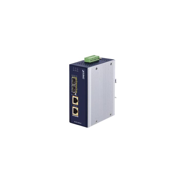 Convertidor de Medios Industrial de 2 Puertos SFP 100/1000X a 2 Puertos RJ45 10/100/1000T 802.3bt PoE++