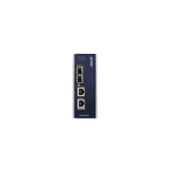 Convertidor de Medios Industrial de 2 Puertos SFP 100/1000X a 2 Puertos RJ45 10/100/1000T 802.3bt PoE++