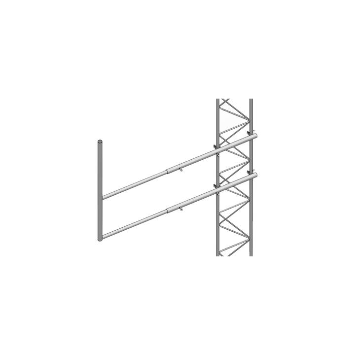 Brazo tipo "F" para tramos STZ-30, galvanizado por electrólisis.