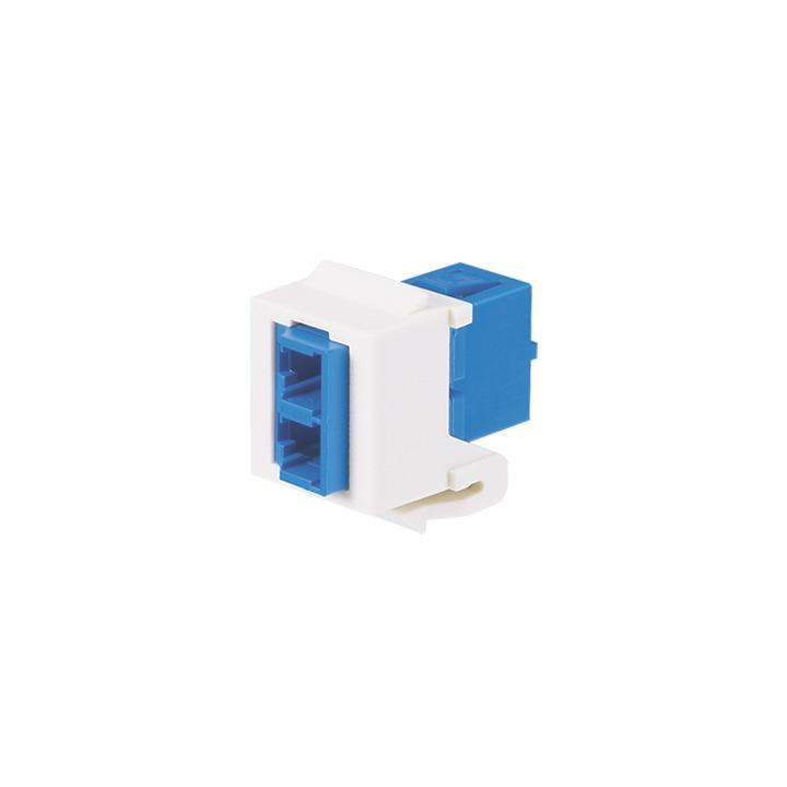 Módulo Acoplador LC Duplex, para Fibra Óptica Monomodo OS1/OS2, Tipo Keystone, Color Blanco Mate