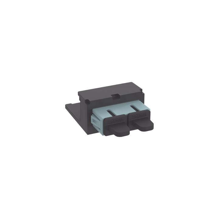 Módulo Acoplador SC Duplex, para Fibra Óptica Multimodo OM3/OM4, Tipo Mini-Com, Color Aqua